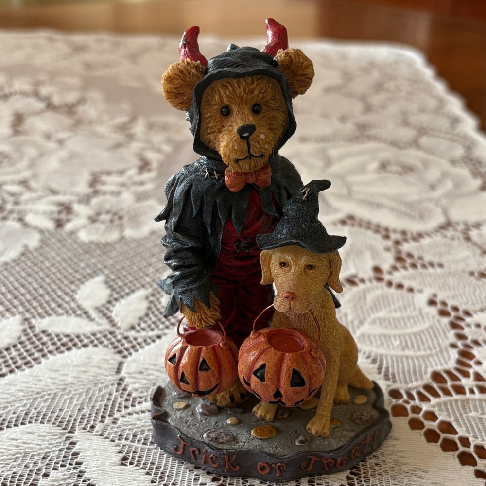Boyds Bears Halloween Figurine with Orange and Black Accents